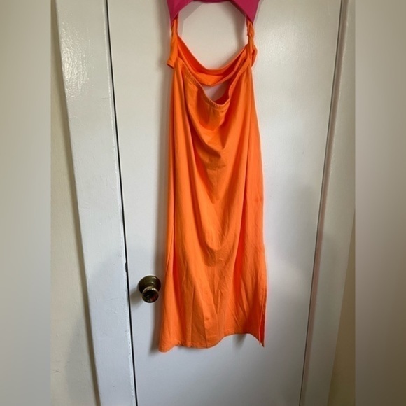 Pink and Orange Color Block cut out midi dress Size Medium - Picture 8 of 10